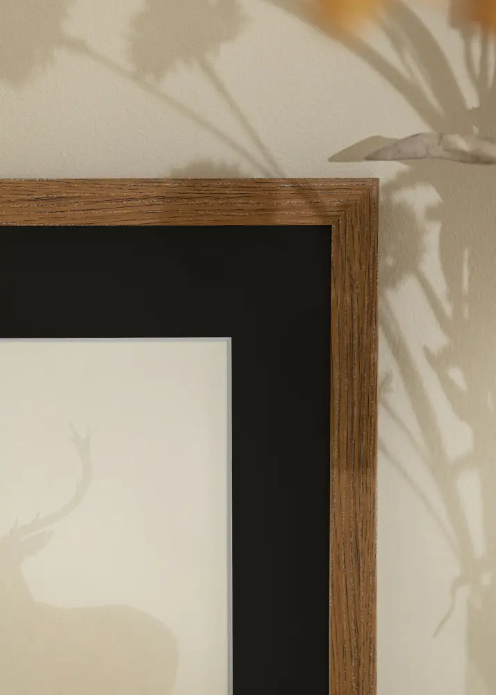 Ram med passepartou Frame Fiorito Dark Oak 40x50 cm - Picture Mount Black 29.7x42 cm (A3)