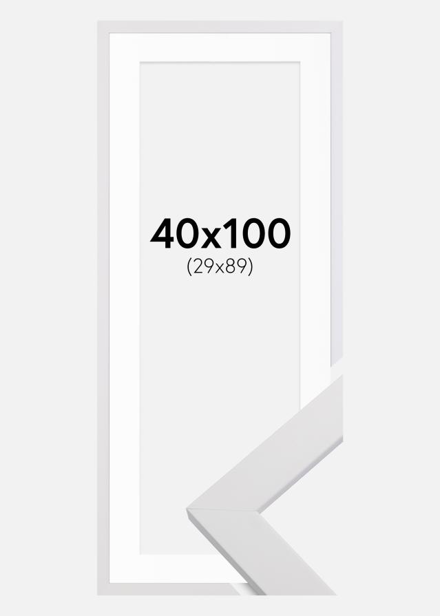 Ram med passepartou Frame White Wood 40x100 cm - Picture Mount White 30x90 cm