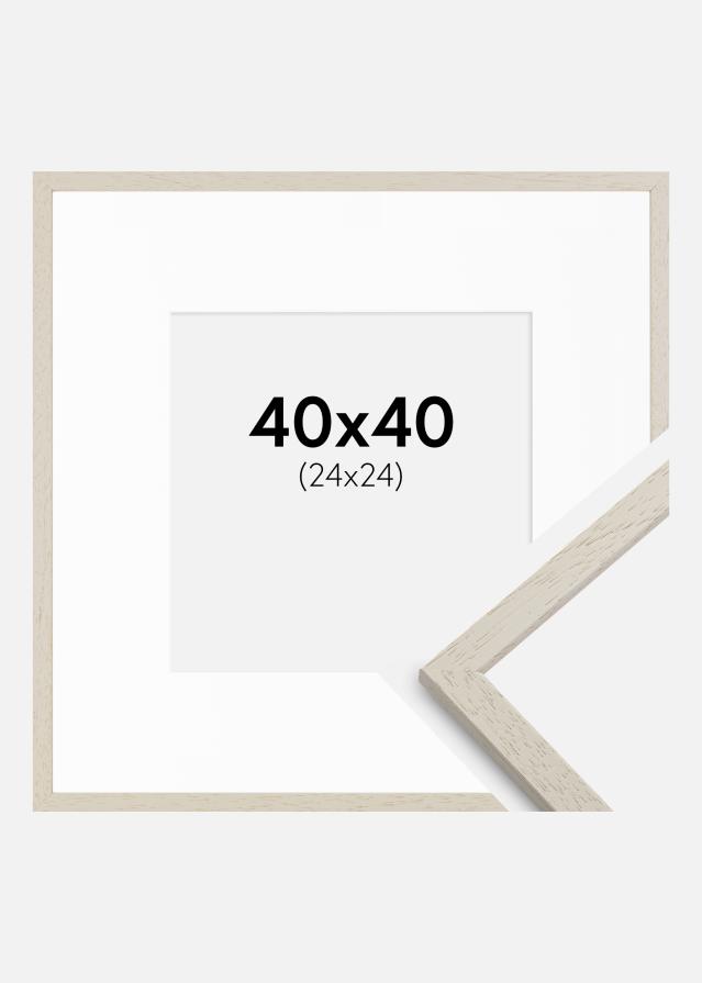 Ram med passepartou Frame Edsbyn Sand 40x40 cm - Picture Mount White 25x25 cm