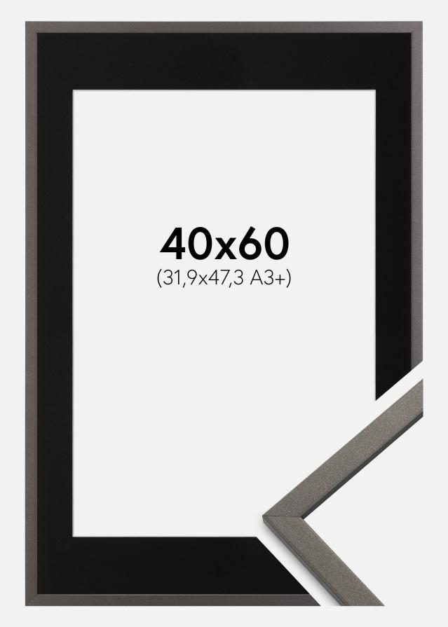 Ram med passepartou Frame Edsbyn Graphite 40x60 cm - Picture Mount Black 32.9x48.3 cm (A3+)