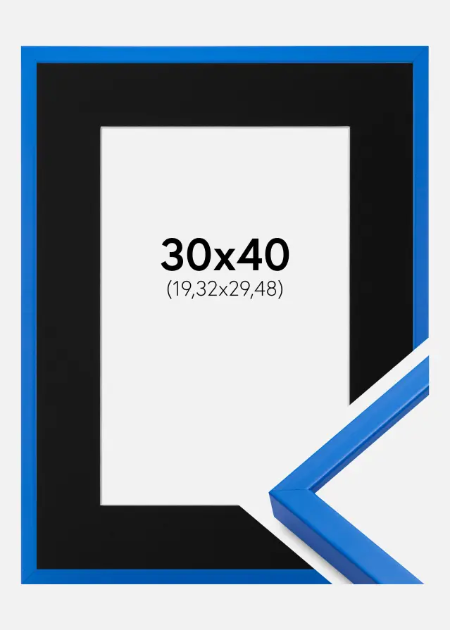 Ram med passepartou Frame E-Line Blue 30x40 cm - Picture Mount Black 8x12 inches
