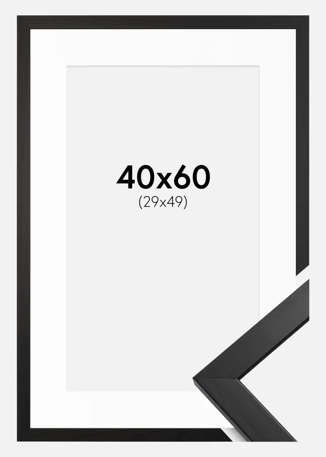 Ram med passepartou Frame Stilren Acrylic Glass Black 40x60 cm - Picture Mount White 30x50 cm