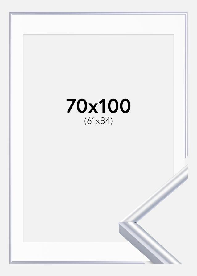 Ram med passepartou Frame Victoria Silver 70x100 cm - Picture Mount White 62x85 cm