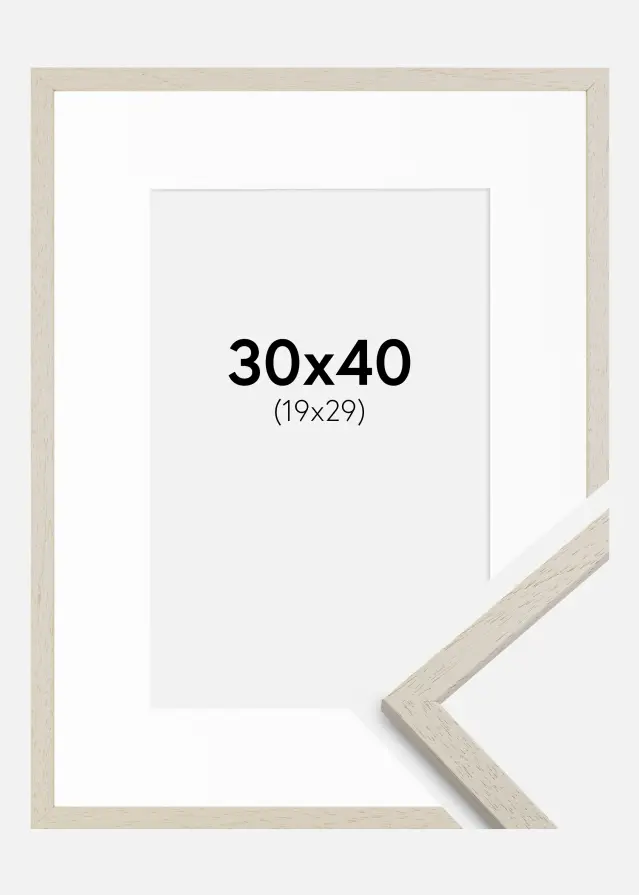 Ram med passepartou Frame Edsbyn Sand 30x40 cm - Picture Mount White 20x30 cm