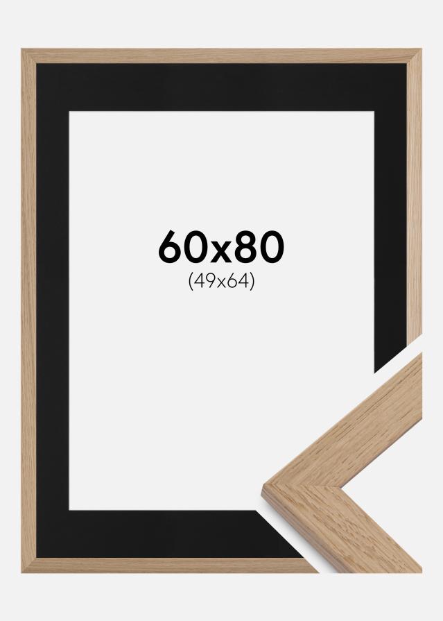 Ram med passepartou Frame Trendline Oak 60x80 cm - Picture Mount Black 50x65 cm