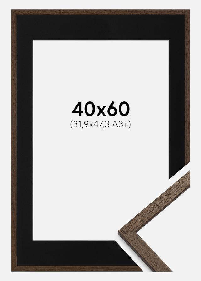 Ram med passepartou Frame Edsbyn Walnut 40x60 cm - Picture Mount Black 32.9x48.3 cm (A3+)