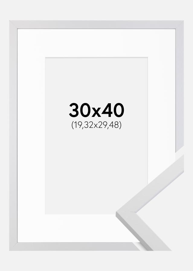 Ram med passepartou Frame Trendy White 30x40 cm - Picture Mount White 8x12 inches