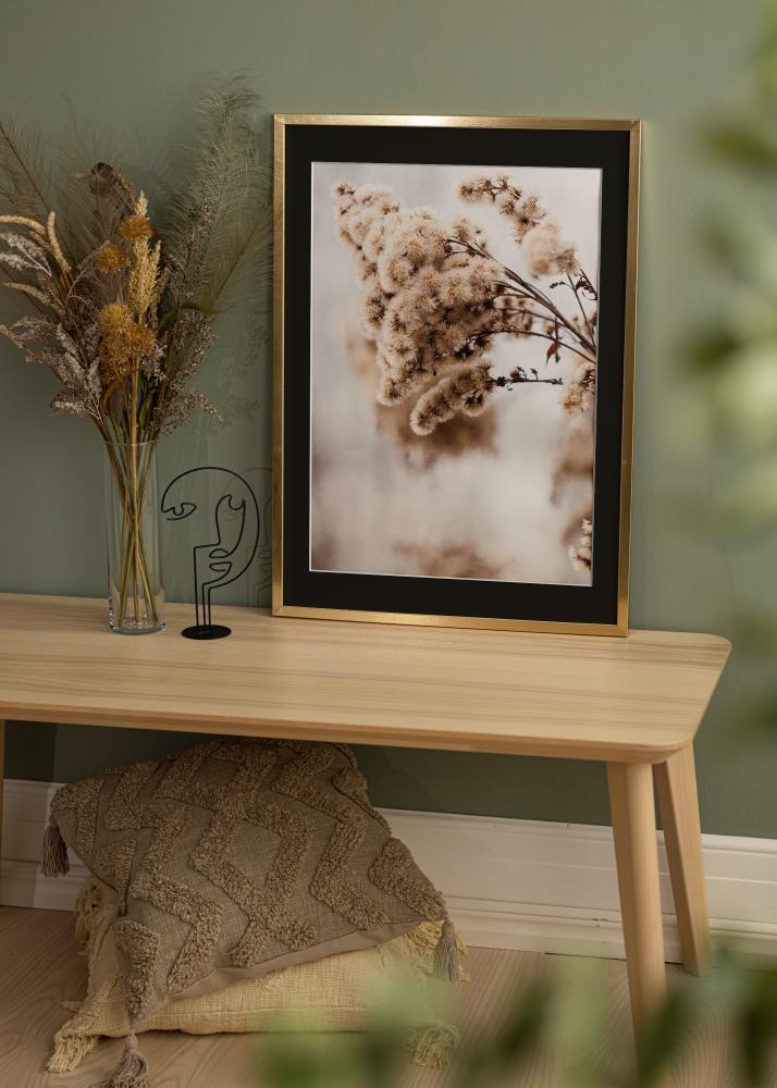 Ram med passepartou Frame Trendy Gold 20x30 cm - Picture Mount Black 10x20 cm