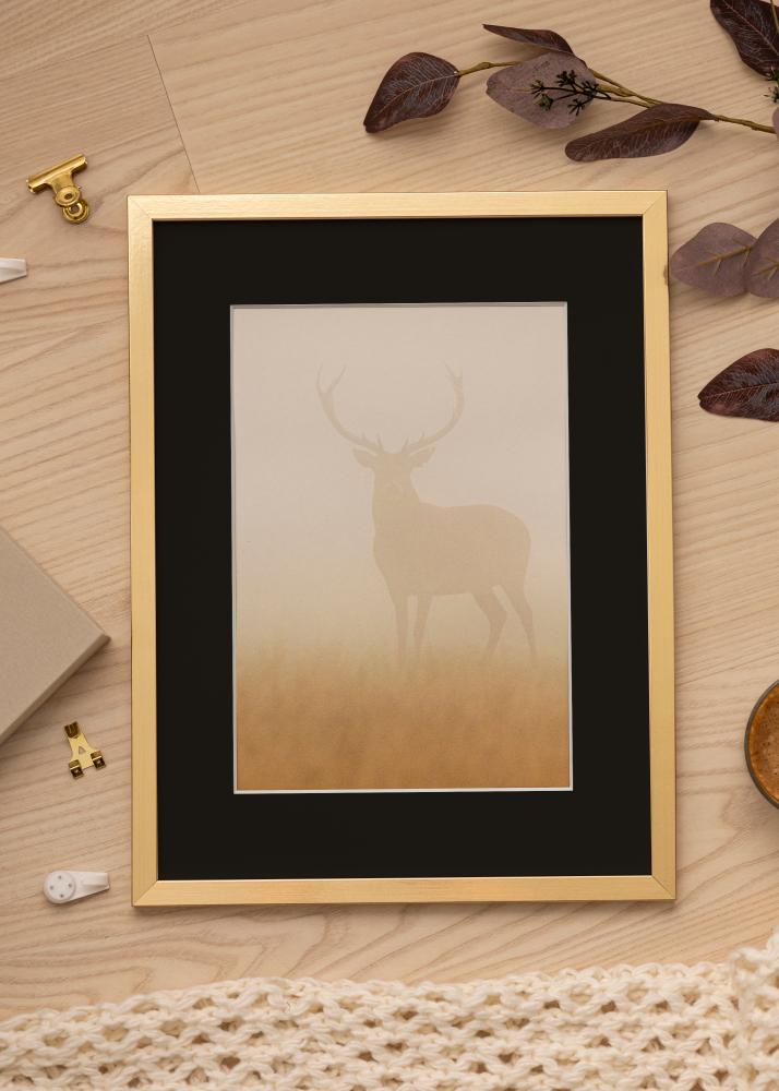 Ram med passepartou Frame Trendy Gold 20x30 cm - Picture Mount Black 10x20 cm