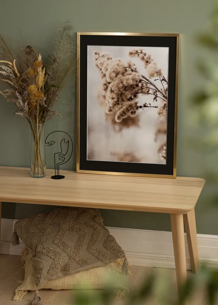 Ram med passepartou Frame Trendy Gold 40x60 cm - Picture Mount Black 32.9x48.3 cm (A3+)