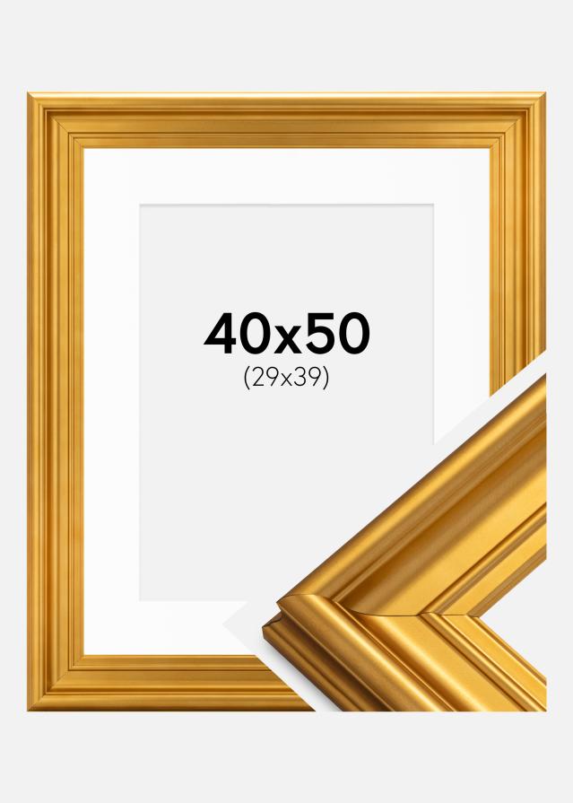 Ram med passepartou Frame Mora Premium Gold 40x50 cm - Picture Mount White 30x40 cm