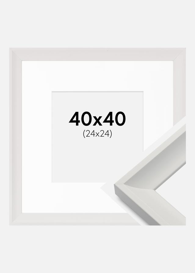 Ram med passepartou Frame Öjaren White 40x40 cm - Picture Mount White 25x25 cm