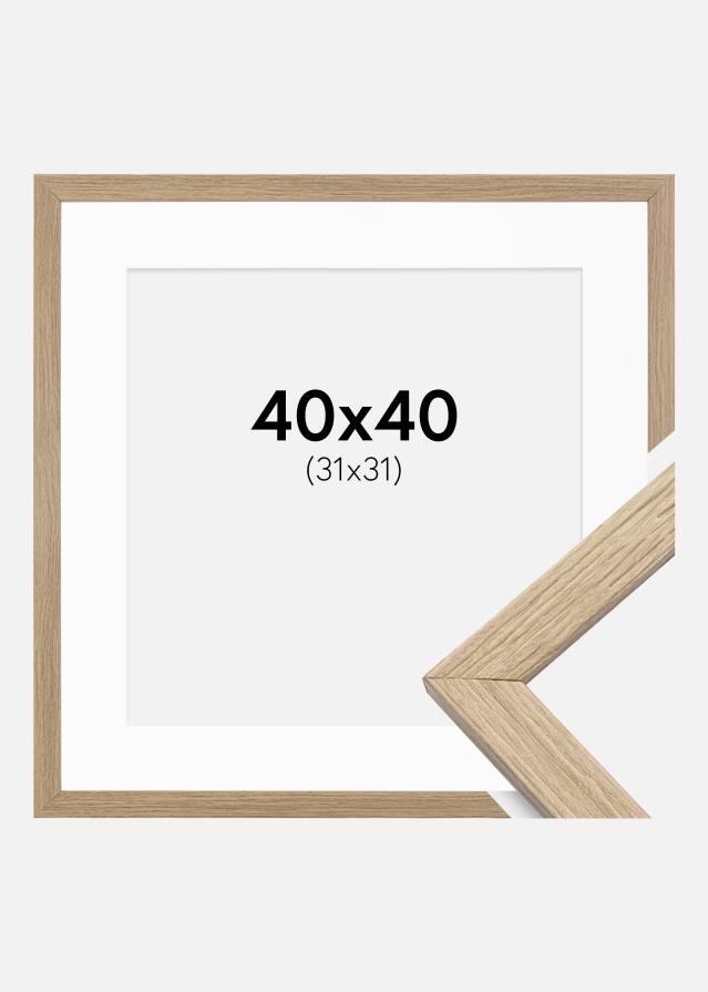 Ram med passepartou Frame Stilren Acrylic Glass Oak 40x40 cm - Picture Mount White 32x32 cm