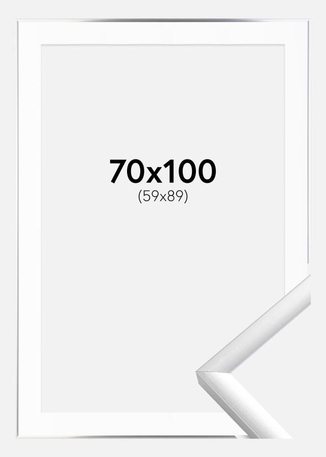 Ram med passepartou Frame New Lifestyle Silver 70x100 cm - Picture Mount White 60x90 cm