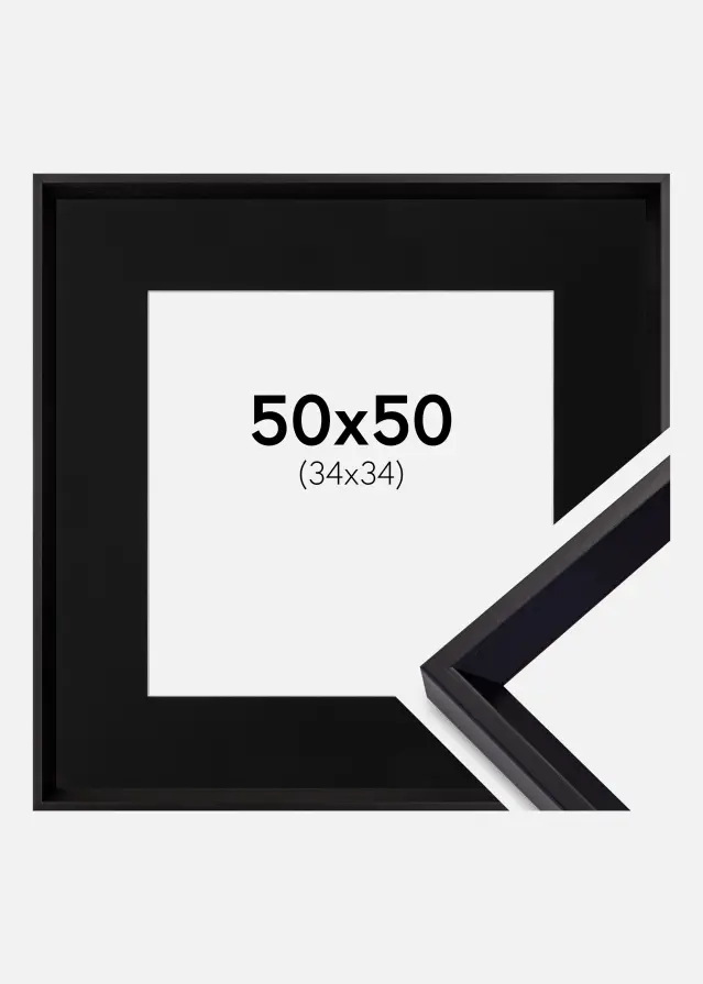 Ram med passepartou Frame Globe Black 50x50 cm - Picture Mount Black 35x35 cm