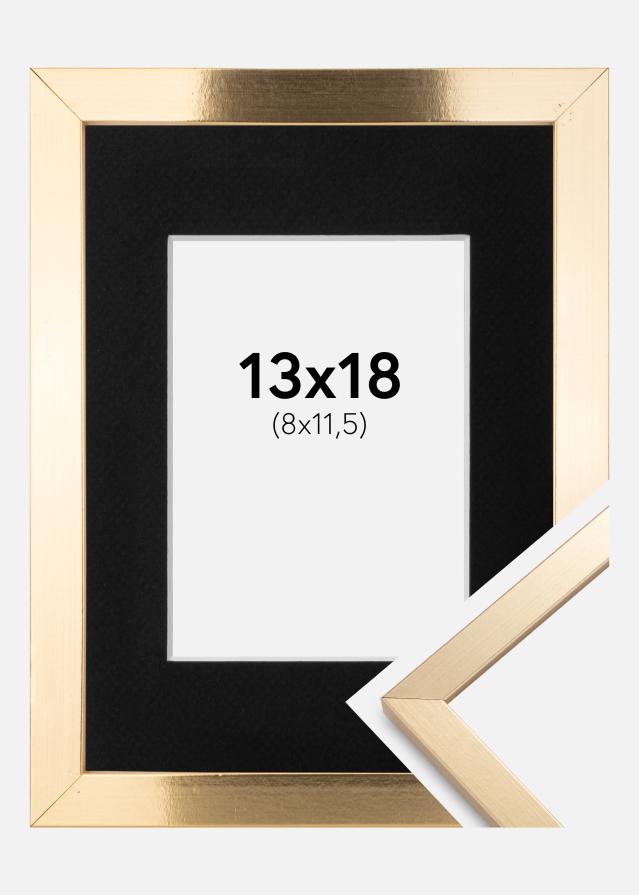 Ram med passepartou Frame Trendy Gold 13x18 cm - Picture Mount Black 9x12 cm
