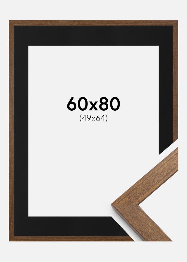 Ram med passepartou Frame Stilren Warm Brown 60x80 cm - Picture Mount Black 50x65 cm