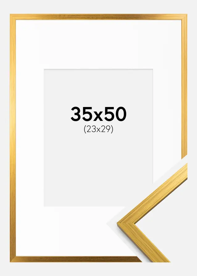 Ram med passepartou Frame Edsbyn Gold 35x50 cm - Picture Mount White 24x30 cm