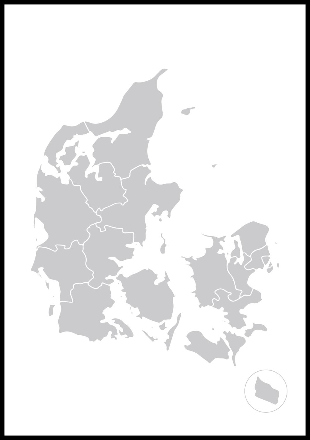 Product Image for Map - Danmark - Grey Poster (21x29.7 cm (A4))