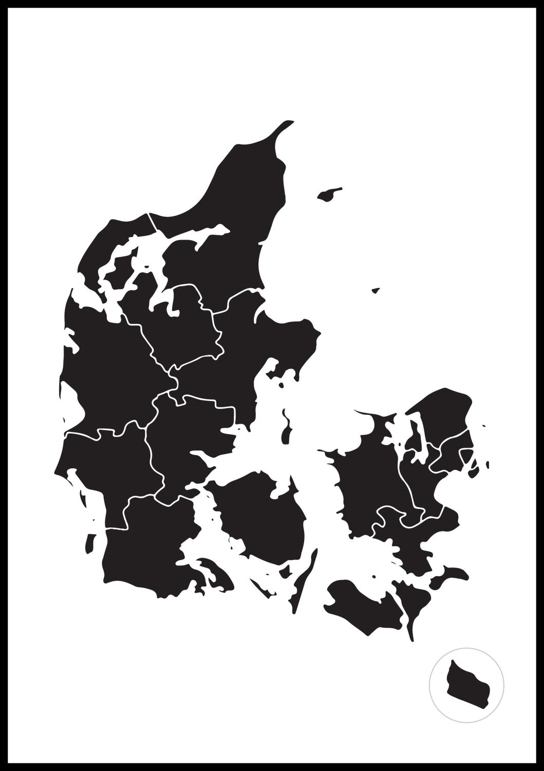 Product Image for Map - Danmark - Black Poster (21x29.7 cm (A4))