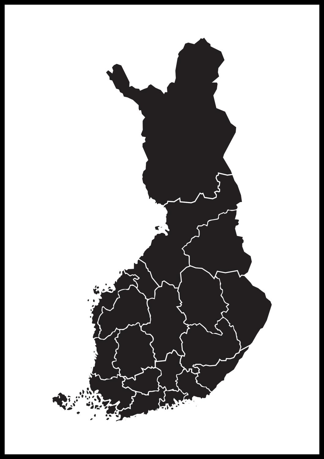 Product Image for Map - Finland - Black Poster (21x29.7 cm (A4))