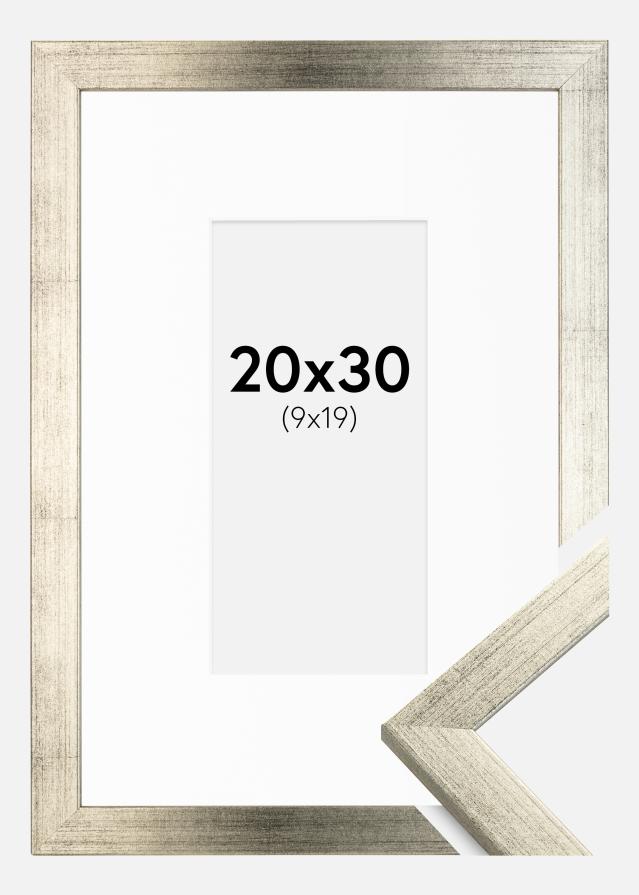 Ram med passepartou Frame Stilren Silver 20x30 cm - Picture Mount White 10x20 cm