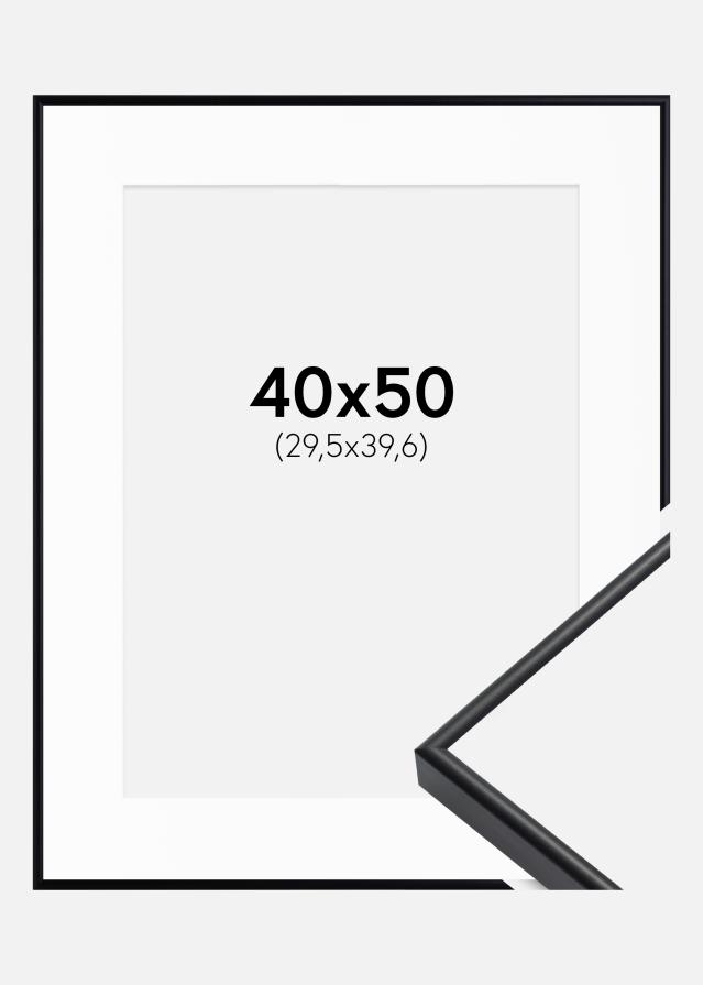 Ram med passepartou Frame Visby Black 40x50 cm - Picture Mount White 12x16 inches