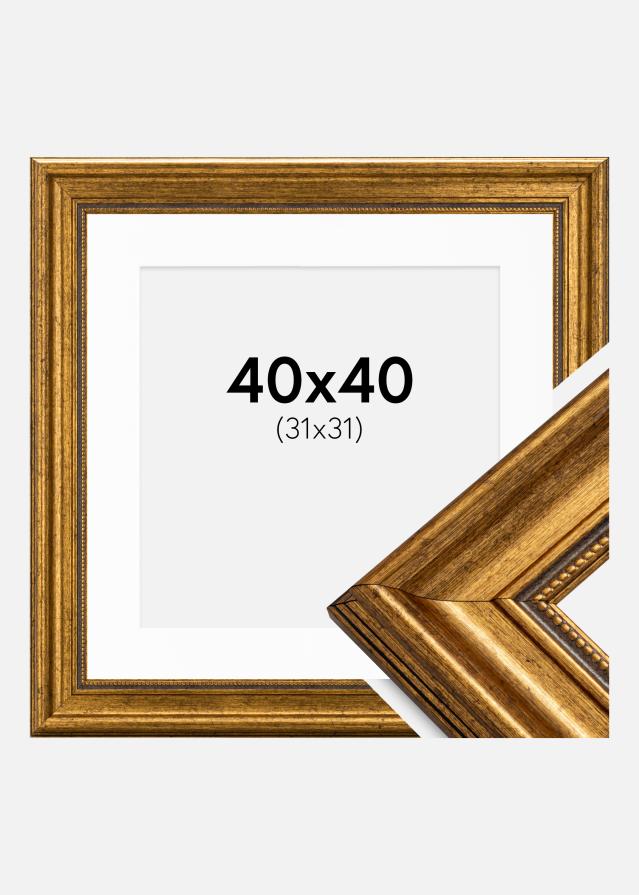 Ram med passepartou Frame Rokoko Gold 40x40 cm - Picture Mount White 32x32 cm