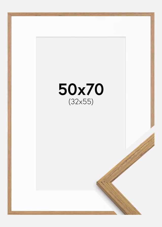 Ram med passepartou Frame Edsbyn Teak 50x70 cm - Picture Mount White 33x56 cm
