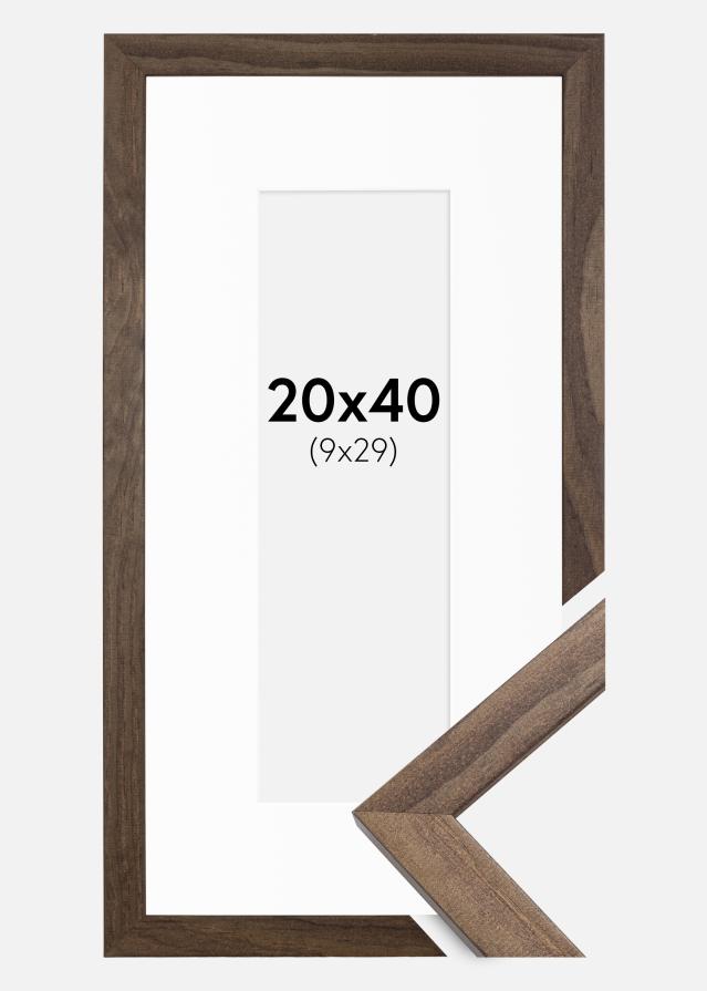 Ram med passepartou Frame Stilren Walnut 20x40 cm - Picture Mount White 10x30 cm