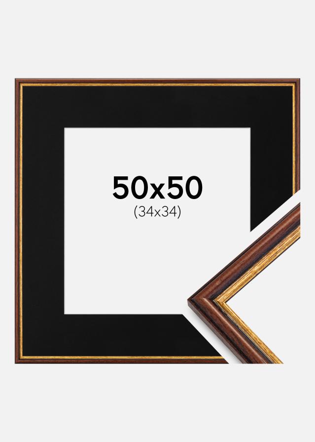 Ram med passepartou Frame Horndal Brown 50x50 cm - Picture Mount Black 35x35 cm