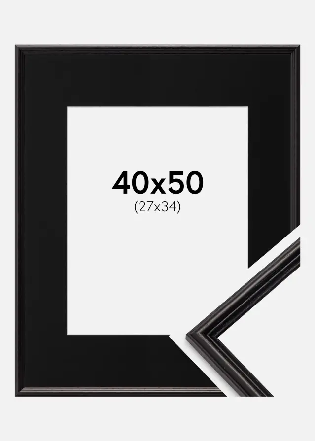Ram med passepartou Frame Horndal Black 40x50 cm - Picture Mount Black 28x35 cm