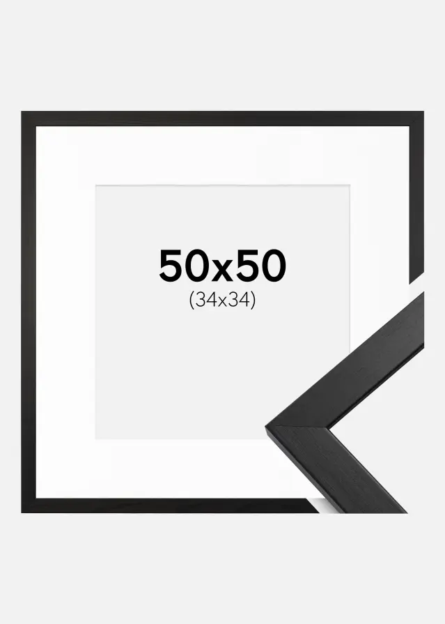 Ram med passepartou Frame Stilren Acrylic Glass Black 50x50 cm - Picture Mount White 35x35 cm