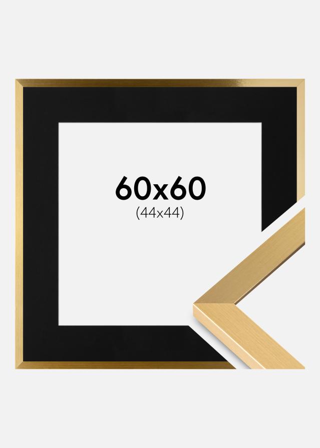 Ram med passepartou Frame Selection Gold 60x60 cm - Picture Mount Black 45x45 cm