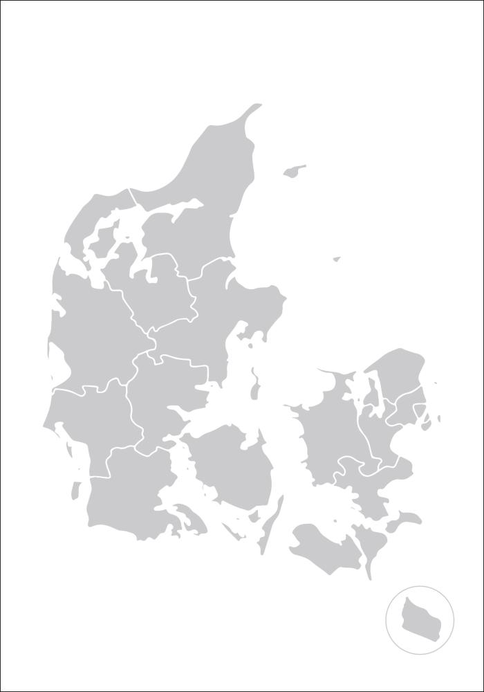 Bildverkstad Map - Danmark - Grey Poster