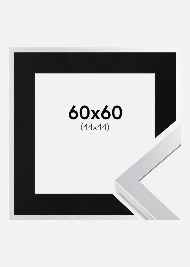 Ram med passepartou Frame Selection Silver 60x60 cm - Picture Mount Black 45x45 cm