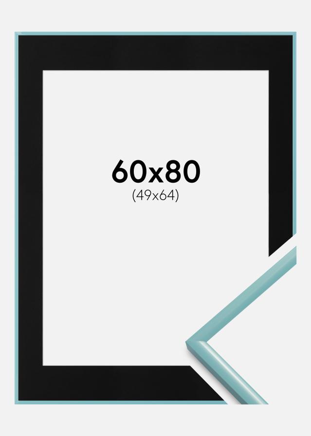 Ram med passepartou Frame New Lifestyle Turquoise 60x80 cm - Picture Mount Black 50x65 cm