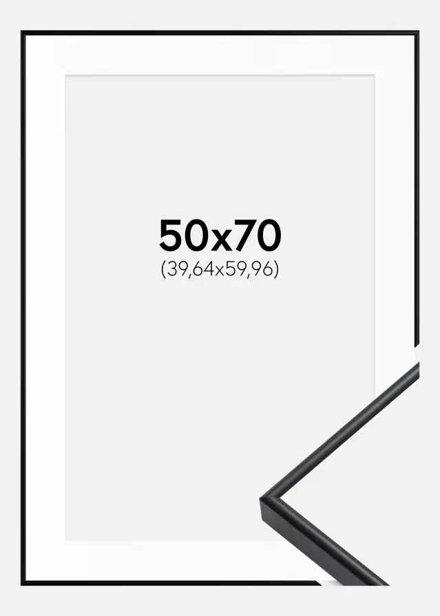 Ram med passepartou Frame Visby Black 50x70 cm - Picture Mount White 16x24 inches