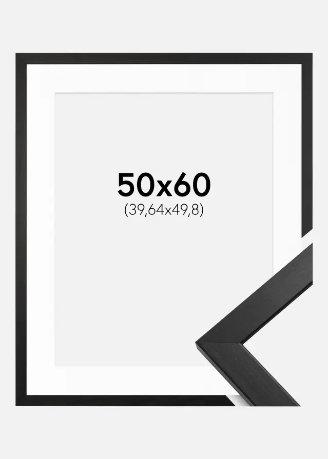 Ram med passepartou Frame Stilren Acrylic Glass Black 50x60 cm - Picture Mount White 16x20 inches