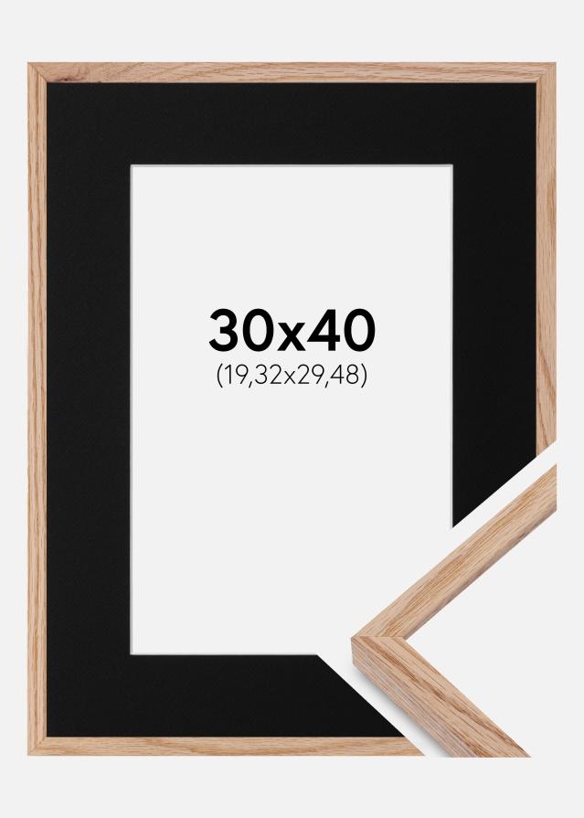 Ram med passepartou Frame E-Line Oak 30x40 cm - Picture Mount Black 8x12 inches