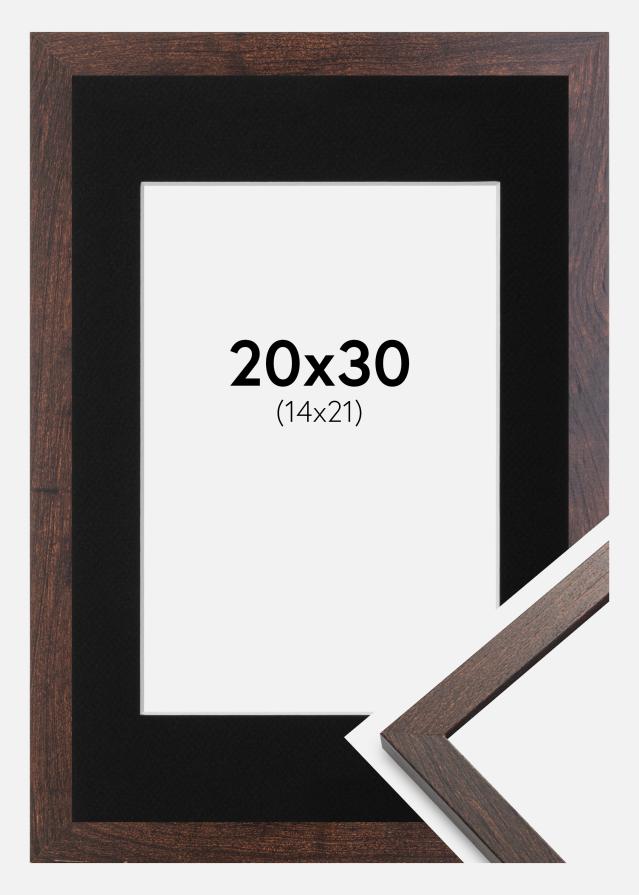 Ram med passepartou Frame Trendy Walnut 20x30 cm - Picture Mount Black 15x22 cm