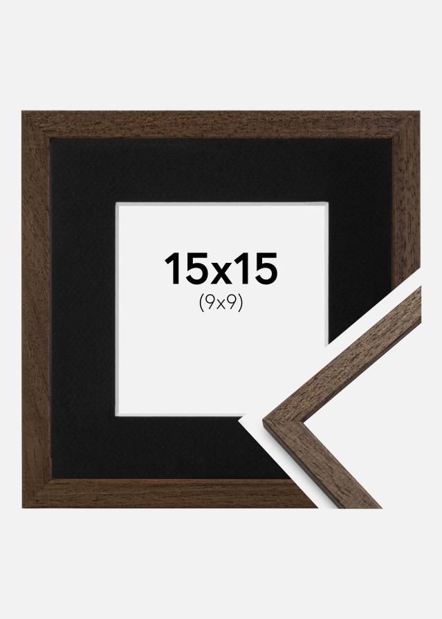 Ram med passepartou Frame Edsbyn Walnut 15x15 cm - Picture Mount Black 10x10 cm