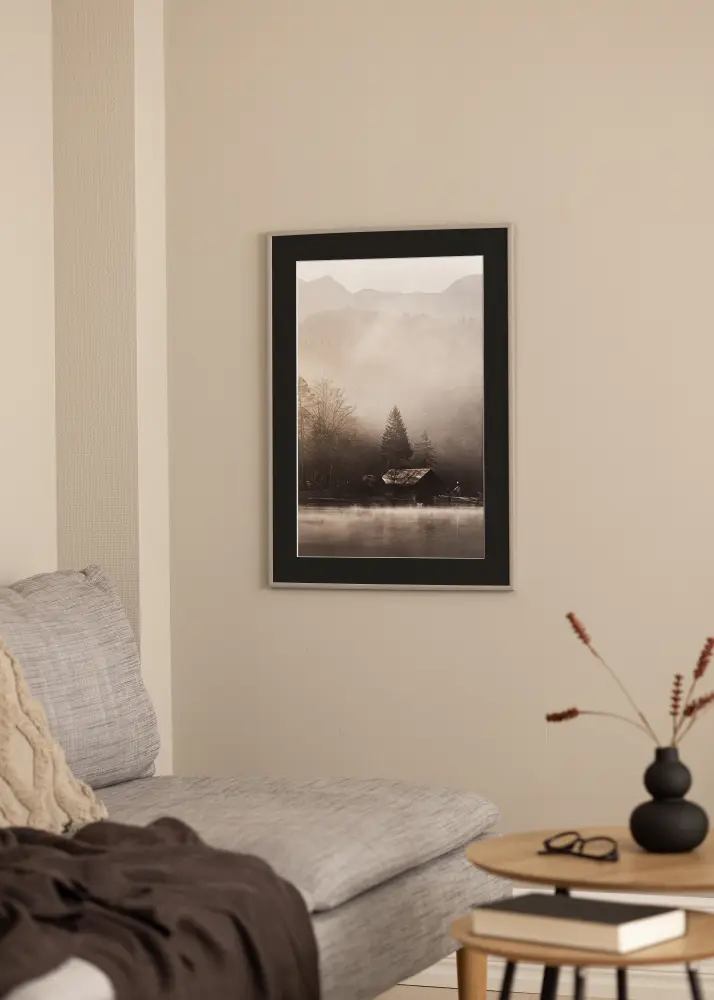 Ram med passepartou Frame New Lifestyle Earth Grey 40x50 cm - Picture Mount Black 30x40 cm