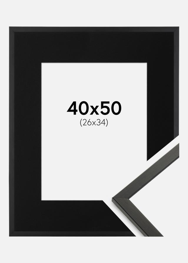 Ram med passepartou Frame Galant Black 40x50 cm - Picture Mount Black 27x35 cm