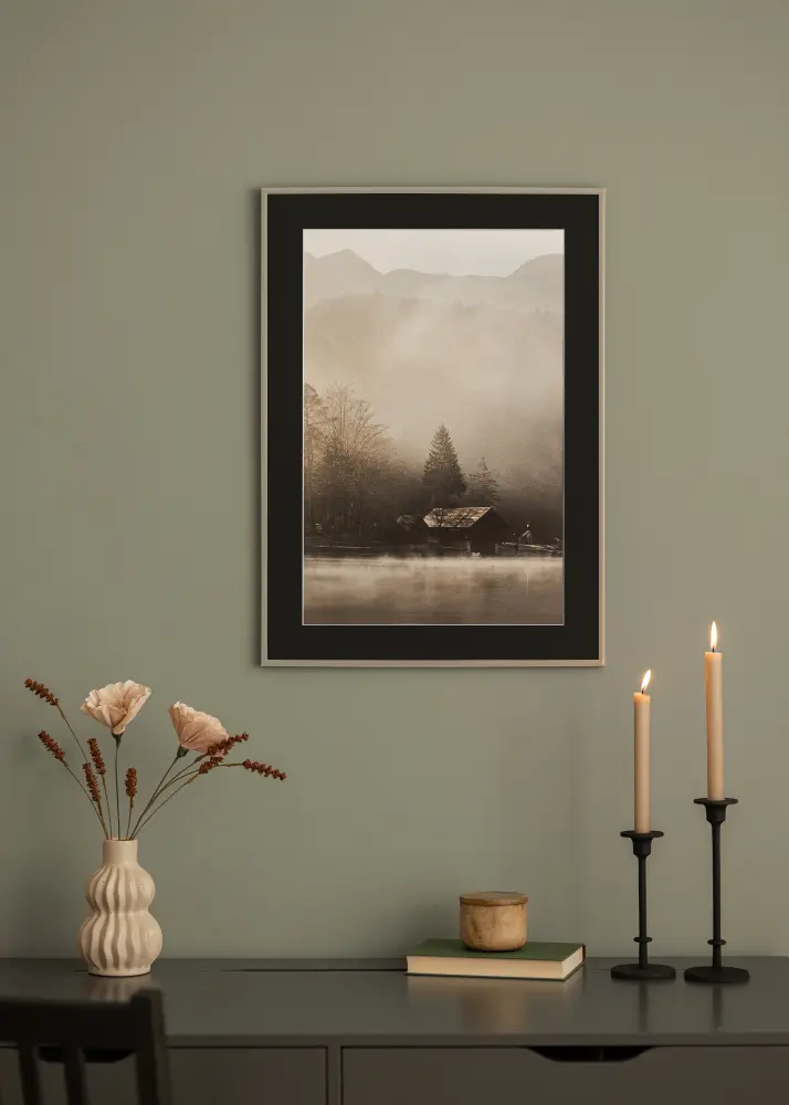 Ram med passepartou Frame New Lifestyle Earth Grey 40x50 cm - Picture Mount Black 30x40 cm