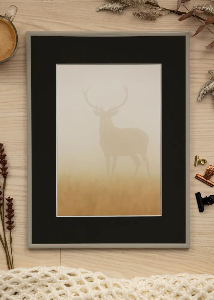Ram med passepartou Frame New Lifestyle Earth Grey 40x50 cm - Picture Mount Black 30x40 cm