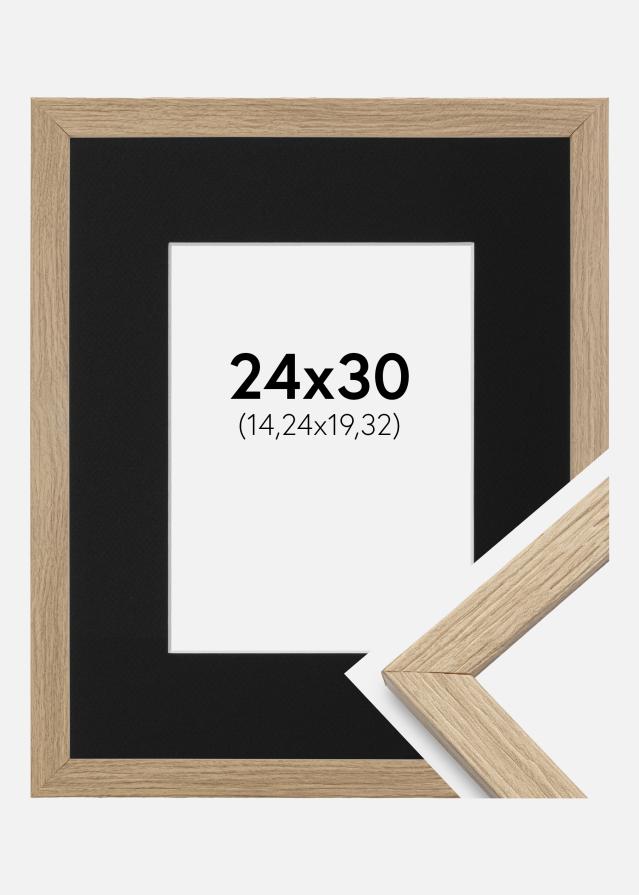 Ram med passepartou Frame Stilren Oak 24x30 cm - Picture Mount Black 6x8 inches
