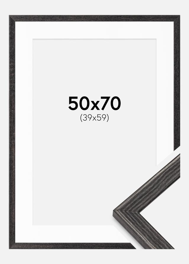Ram med passepartou Frame Fiorito Dark Grey 50x70 cm - Picture Mount White 40x60 cm