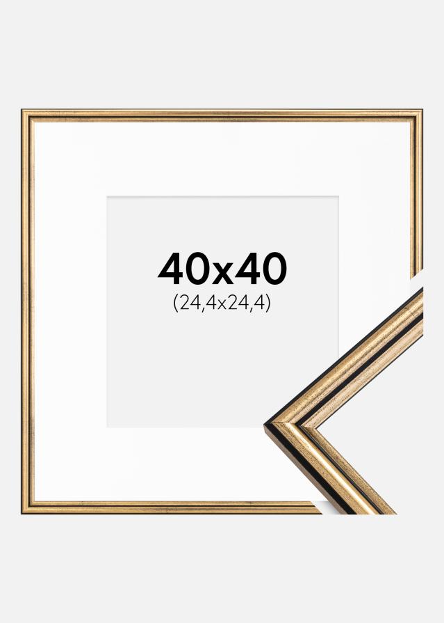 Ram med passepartou Frame Horndal Gold 40x40 cm - Picture Mount White 10x10 inches
