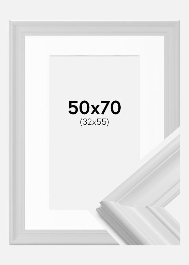 Ram med passepartou Frame Mora Premium White 50x70 cm - Picture Mount White 33x56 cm